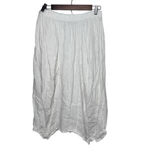 SAGA‎ Made in Italy 100% Linen Skirt White Elastic Waist M/L Boho Lagenlook